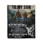 Fleece Blanket Personalized Letter To My Son From Dad Love Hunting Blanket Fathers Day Blanket - Scotstee Shop