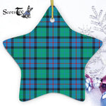 Flower Of Scotland Tartan Ornament Star Ornament, Christmas Star Decorations, ceramic ornament, Plaid Star Ceramic Ornament, Christmas Ornament Decorations Gift