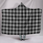 Scotstee Shop Tartan Blanket Hoodie - Clan Menzies Black & White Modern Tartan Hooded Blanket