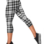 Scotstee Shop Tartan Capris Leggings Scott Black & White Modern Tartan Leggings, Girls Capri Leggings, Capri Yoga Pants, Tartan Capri Leggings, Plaid Capri Leggings