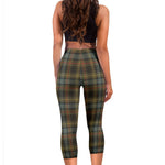 Scotstee Shop Tartan Capris Leggings Stewart Hunting Weathered Tartan Leggings, Girls Capri Leggings, Capri Yoga Pants, Tartan Capri Leggings, Plaid Capri Leggings