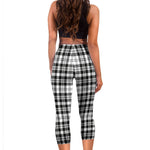 Scotstee Shop Tartan Capris Leggings Scott Black & White Modern Tartan Leggings, Girls Capri Leggings, Capri Yoga Pants, Tartan Capri Leggings, Plaid Capri Leggings