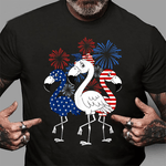 Scotstee Shop - Funny 4th Of July Flamingo American Flag USA Independence 4th Of July Shirt