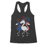 Funny 4th Of July Flamingo American Flag USA Independence Women's Tank Top - Scotstee Shop