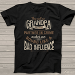 Funny Grandpa, Partner In Crime Phrase, Granddad Humor Birthday Shirt - Scotstee Shop