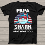 Scotstee Shop - Funny Papa Shark America Flag 4th Of July Shirt
