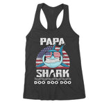 Funny Papa Shark America Flag Women's Tank Top - Scotstee Shop