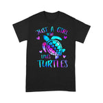 Funny Sea Turtle Shirt Just a Girl Who Loves Turtles Galaxy Space Sea Turtle Gift Funny Sea Turtle TShirt - Scotstee Shop