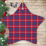 Galloway Red Tartan Ornament Star Ornament, Christmas Star Decorations, ceramic ornament, Plaid Star Ceramic Ornament, Christmas Ornament Decorations Gift