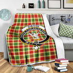 Scotstee Shop Tartan Plaid Blanket Gibson Clan Crest Badge Scottish Tartan Plaid Sherpa Blanket