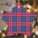 Graham Of Menteith Pink Tartan Ornament Star Ornament, Christmas Star Decorations, ceramic ornament, Plaid Star Ceramic Ornament, Christmas Ornament Decorations Gift