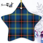 Grewar Tartan Ornament Star Ornament, Christmas Star Decorations, ceramic ornament, Plaid Star Ceramic Ornament, Christmas Ornament Decorations Gift