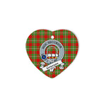 Grierson Scottish Clan Badge Plaid Christmas Ornaments Gift Heart Ornament Grierson Clan Tartan Ornament