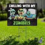 Halloween Decorations Outdoor Halloween Yard Sign Chillin With My Zombies Halloween Boys Funny Halloween Yard Decorations - Scotstee Shop