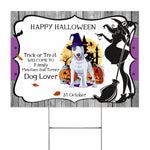 Halloween Decorations Outdoor Halloween Yard Sign Cute Miniature Bull Terrier Dog Witch Pumpkin Halloween Yard Decorations - Scotstee Shop