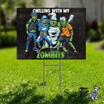 Halloween Decorations Outdoor Halloween Yard Sign Funny Halloween Squad Chillin Zombies Football Trick Treat Halloween Yard Decorations - Scotstee Shop