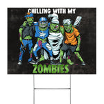 Halloween Decorations Outdoor Halloween Yard Sign Funny Halloween Squad Chillin Zombies Football Trick Treat Halloween Yard Decorations - Scotstee Shop