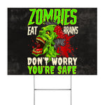 Halloween Decorations Outdoor Halloween Yard Sign Halloween Zombies Eat Brains Dont Worry Your Safe Halloween Yard Decorations - Scotstee Shop