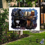 Halloween Decorations Outdoor Halloween Yard Sign Happy Halloween Cat Witches Funny Halloween Yard Decorations - Scotstee Shop
