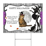 Halloween Decorations Outdoor Halloween Yard Sign Scary American Shorthair Cat Witch Hat Halloween Yard Decorations - Scotstee Shop
