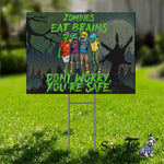 Halloween Decorations Outdoor Halloween Yard Sign Undead Funny Zombies Eat Brains So You're Safe Halloween Yard Decorations - Scotstee Shop