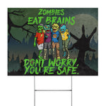 Halloween Decorations Outdoor Halloween Yard Sign Undead Funny Zombies Eat Brains So You're Safe Halloween Yard Decorations - Scotstee Shop
