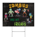 Halloween Decorations Outdoor Halloween Yard Sign Zombies Are My Friends, Halloween Group Costume Party Halloween Yard Decorations - Scotstee Shop