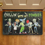 Halloween Doormat Chillin With My Zombies Halloween 2021 Halloween Scary Pumpkin Doormat Home Doormat - Scotstee Shop