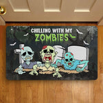 Halloween Doormat Chillin With My Zombies Halloween Boys Funny Halloween Doormat Home Doormat - Scotstee Shop