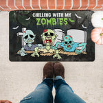 Halloween Doormat Chillin With My Zombies Halloween Boys Funny Halloween Doormat Home Doormat - Scotstee Shop