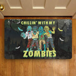 Halloween Doormat Chillin With My Zombies Scary Halloween Doormat Home Doormat - Scotstee Shop