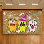 Halloween Doormat Dental Hygienist Halloween Pumpkin Ghost Witch Tooth Doormat Witch Doormat Funny Halloween Doormat Home Doormat - Scotstee Shop