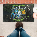 Halloween Doormat Funny Halloween Squad Chilling Zombies Football Trick or Treat Doormat Funny Zombies Halloween Doormat Home Doormat - Scotstee Shop