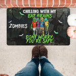 Halloween Doormat Halloween Undead Funny Zombies Eat Brains So You're Safe Doormat Zombies Halloween Doormat Home Doormat - Scotstee Shop
