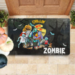 Halloween Doormat This Chillin' With My Zombie Kids Halloween Costume Scary Pumpkin Doormat Funny Halloween Doormat Home Doormat - Scotstee Shop