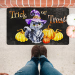 Halloween Doormat Trick or Treat Cute Kitten Witch Hat and Pumpkin Halloween Pumpkin Doormat Home Doormat - Scotstee Shop