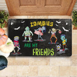 Halloween Doormat Zombies Are My Friends, Halloween Group Costume Party Funny Zombies Halloween Doormat Home Doormat - Scotstee Shop