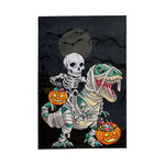 Halloween Flag Skeleton Riding Mummy T-Rex Funny Halloween Garden Flag Home Decor Garden Flag - Scotstee Shop