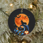 Halloween Ornament Corgi Dog Moon Pumpkin Halloween Costume Gift Halloween Tree Decorations Halloween Circle Ornament (2 sided) - Scotstee Shop