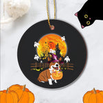 Halloween Ornament Corgi Dog Witch Halloween Pumpkin Halloween Tree Decorations Halloween Circle Ornament (2 sided) - Scotstee Shop