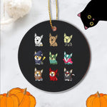 Halloween Ornament Cute Corgi Funny Halloween Costume Day Of The Dead Halloween Tree Decorations Halloween Circle Ornament (2 sided) - Scotstee Shop