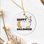 Halloween Ornament Cute Halloween Ghost Corgi Halloween Tree Decorations Halloween Circle Ornament (2 sided) - Scotstee Shop