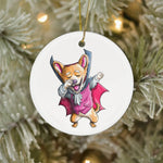 Halloween Ornament Dabbing Vampire Corgi Cute Halloween Corgi Funny Dab Dog Halloween Tree Decorations - Circle Ornament (2 sided) - Scotstee Shop