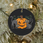 Halloween Ornament Halloween Cats Pumpkin Funny Halloween Tree Decorations - Circle Ornament (2 sided) - Scotstee Shop