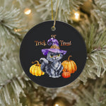 Halloween Ornament Halloween Cute Kitten Hat and Pumpkin Halloween Tree Decorations - Circle Ornament (2 sided) - Scotstee Shop