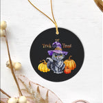 Halloween Ornament Halloween Cute Kitten Hat and Pumpkin Halloween Tree Decorations - Circle Ornament (2 sided) - Scotstee Shop