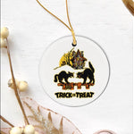 Halloween Ornament Halloween Trick or Treat Glowing Black Cats Halloween Tree Decorations Halloween Circle Ornament (2 sided) - Scotstee Shop