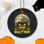 Halloween Ornament Halloween Trick or treat jack o lantern pumpkin scary face Halloween Tree Decorations Halloween Circle Ornament (2 sided) - Scotstee Shop