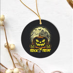 Halloween Ornament Halloween Trick or treat jack o lantern pumpkin scary face Halloween Tree Decorations Halloween Circle Ornament (2 sided) - Scotstee Shop