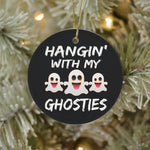 Halloween Ornament Hanging With My Ghosties Funny Halloween Tree Decorations Halloween Circle Ornament (2 sided) - Scotstee Shop